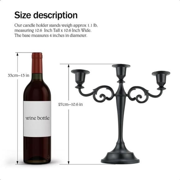 3 Metal Candelabra – Candlesticks Holder for Formal Events, Wedding, Church - Picture 2 of 8